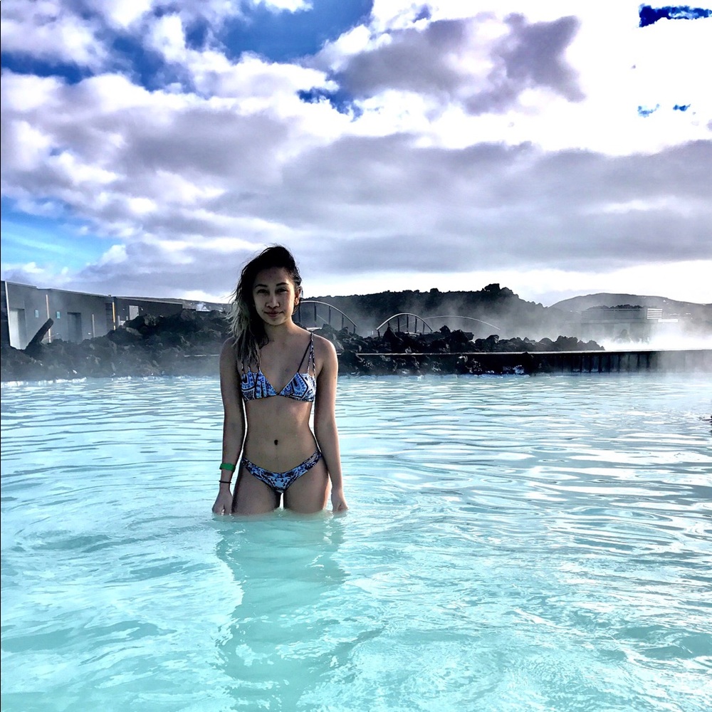 San Lorenzo blue and white bikini set